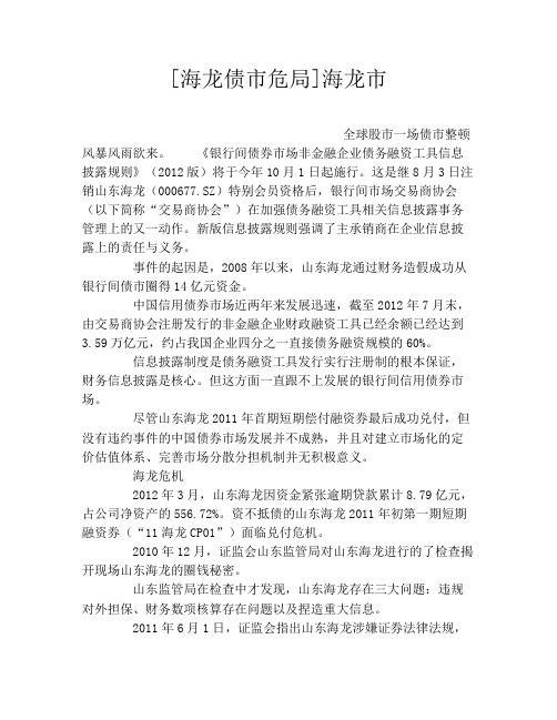 [海龙债市危局]海龙市