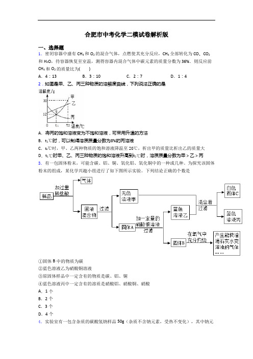 合肥市中考化学二模试卷解析版