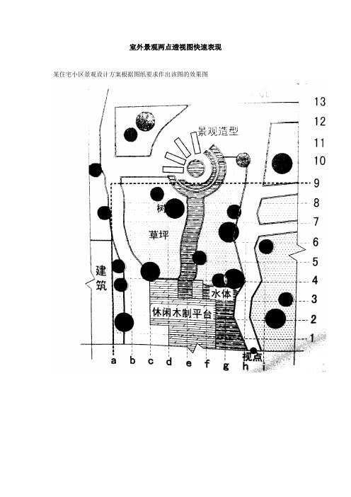 室外景观两点透视图快速表现