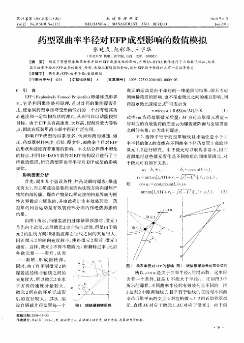 药型罩曲率半径对EFP成型影响的数值模拟