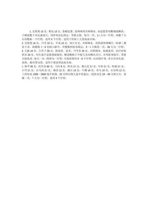 中医理论知识方剂集锦：降压四方剂