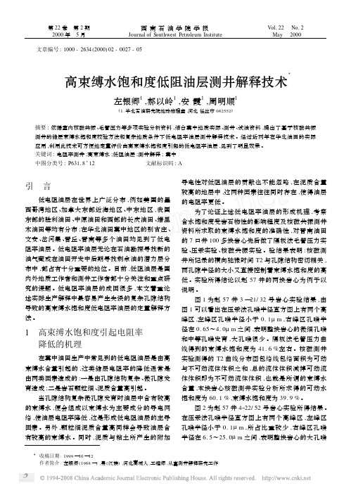 高束缚水饱和度低阻油层测井解释技术