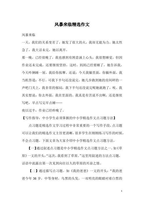 风暴来临精选作文