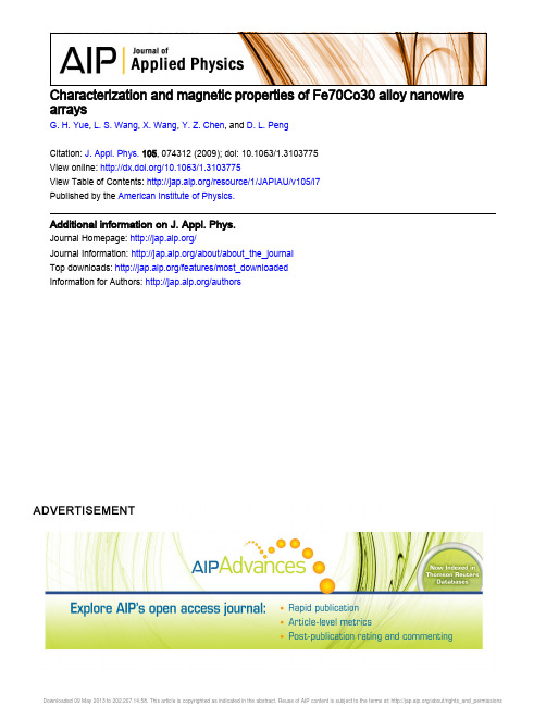 Characterization and magnetic properties of Fe70Co30 alloy nanowire