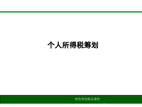 个人所得税筹划(精品)