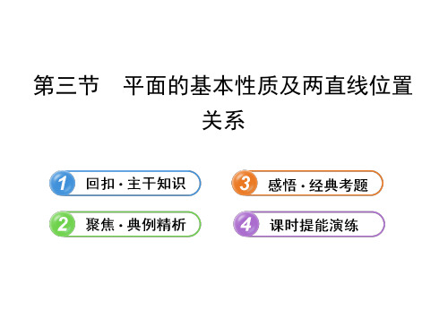 【全程复习方略】2013版高中数学 7.3平面的基本性质及两直线位置关系课件 理 新人教B版