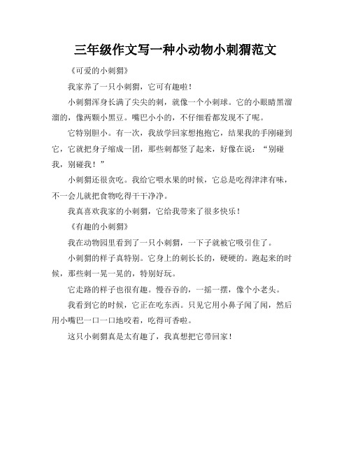 三年级作文写一种小动物小刺猬范文