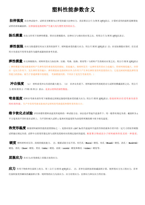 塑料性能参数
