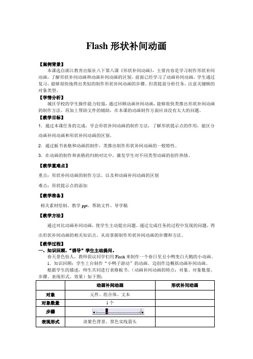 全国中小学信息技术课程教学大赛获奖案例 Flash形状补间动画 教学案例