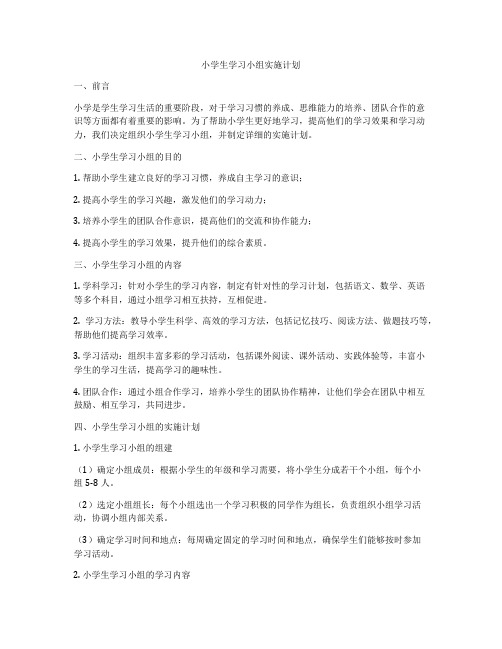 小学生学习小组实施计划