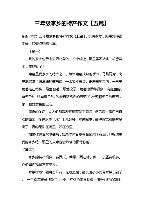 三年级家乡的特产作文【五篇】
