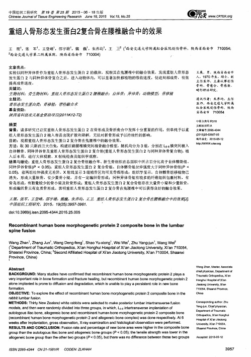 重组人骨形态发生蛋白2复合骨在腰椎融合中的效果