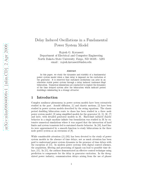 Delay Induced Oscillations in a Fundamental Power System Model
