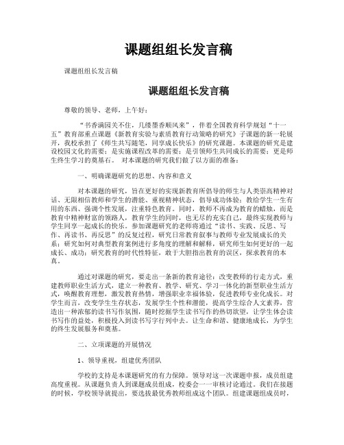 课题组组长发言稿