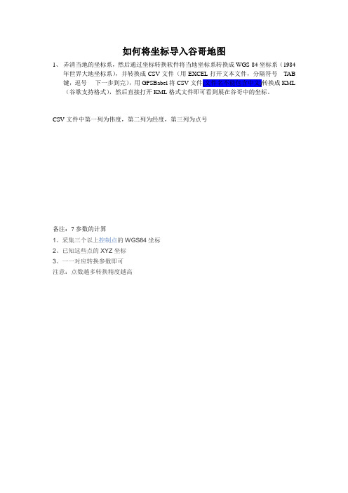 如何将坐标导入谷哥地图