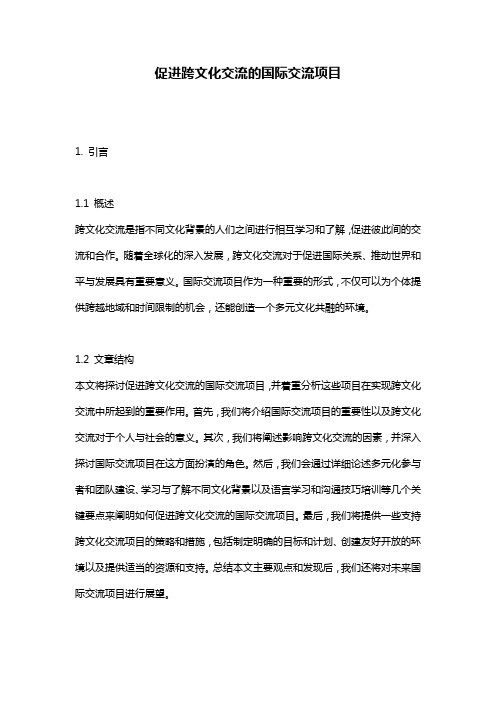 促进跨文化交流的国际交流项目