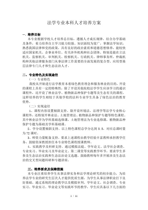 法学专业本科人才培养方案