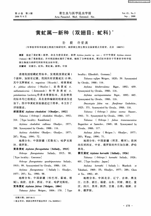 黄虻属一新种(双翅目：虻科)