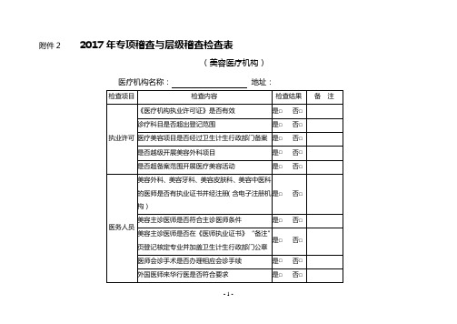 2017年专项稽查与层级稽查检查表