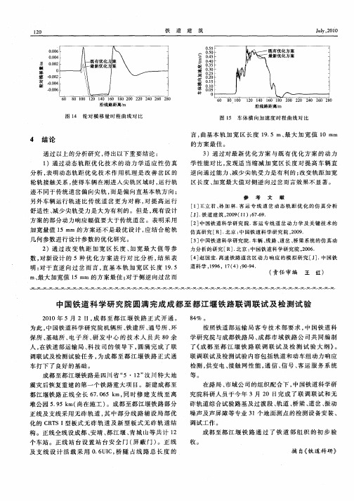中国铁道科学研究院圆满完成成都至都江堰铁路联调联试及检测试验