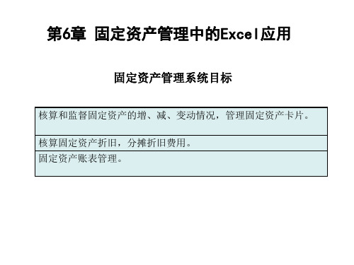 第6章Excel在固定资产管理中的应用