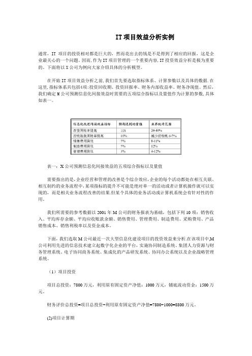 IT项目效益分析实例