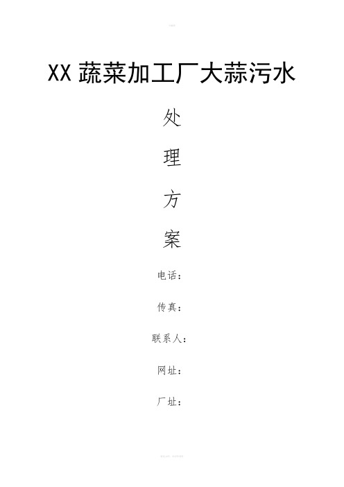 大蒜污水处理方案