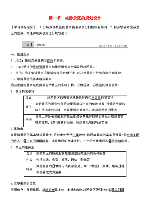 高中地理第三章旅游景区的规划与旅游活动设计第一节旅游景区的规划设计同步备课学案中图版选修3(new)