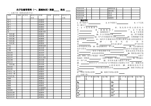 九年级化学尖子生辅导资料(化学式与化学方程式)