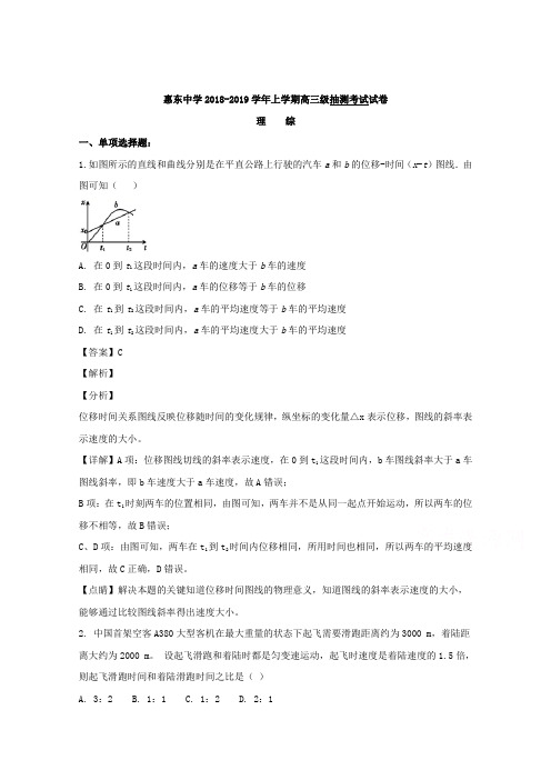 广东省惠州市惠东中学2019届高三上学期第二次抽测考试物理试题 Word版含解析