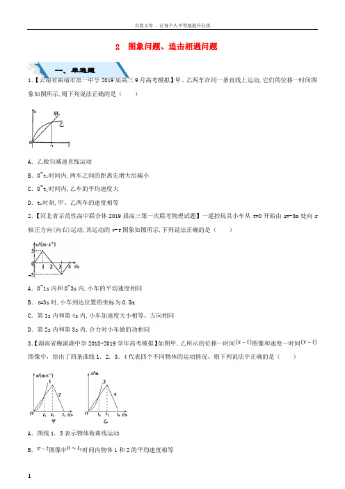 2019高考物理二轮复习小题狂做专练二图象问题追击相遇问题