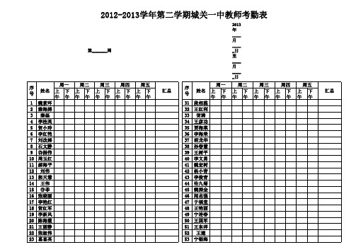 考勤表2013.2