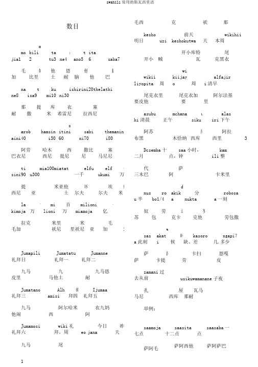swahili常用的斯瓦西里语