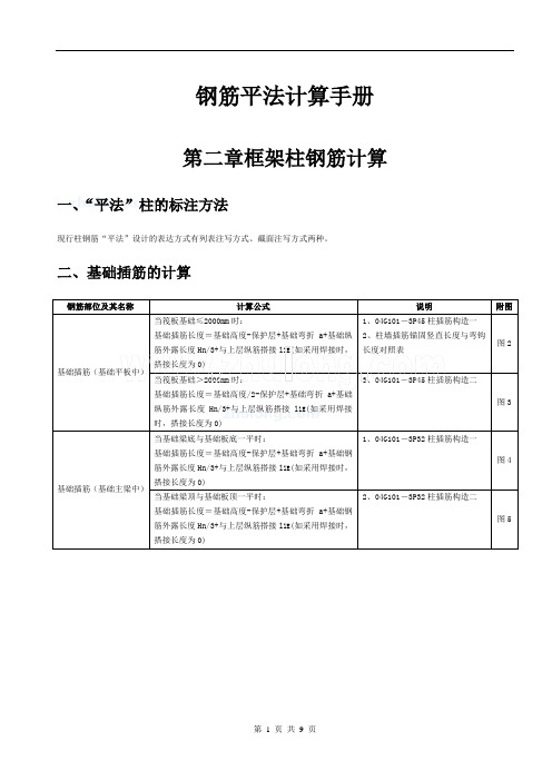 钢筋平法---柱计算方法