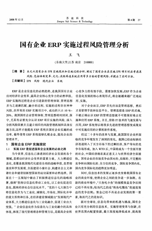 国有企业ERP实施过程风险管理分析