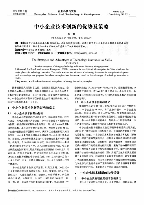中小企业技术创新的优势及策略