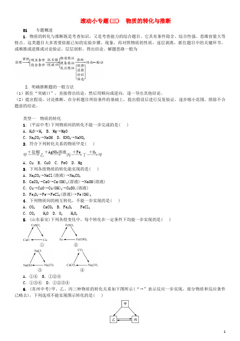 潍城区X中学九年级化学下册第十一单元盐化肥滚动小专题三物质的转化与推断同步练习新版新人教版