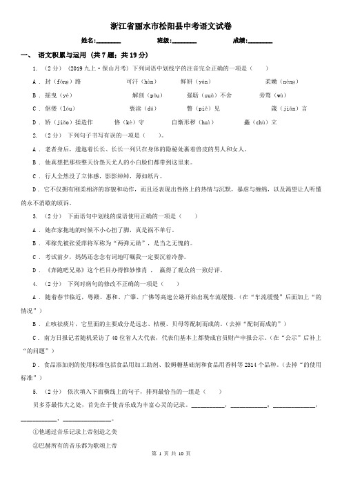 浙江省丽水市松阳县中考语文试卷