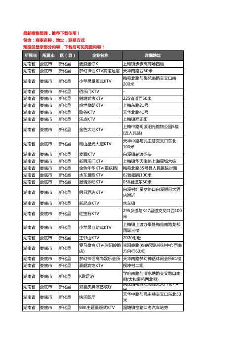 新版湖南省娄底市新化县KTV企业公司商家户名录单联系方式地址大全49家