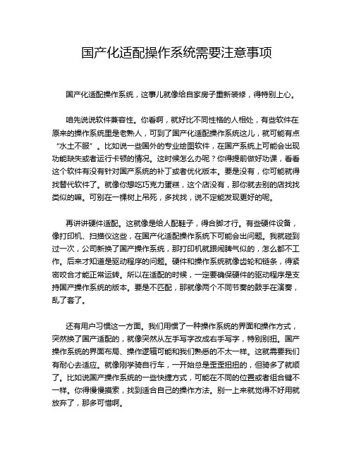 国产化适配操作系统需要注意事项
