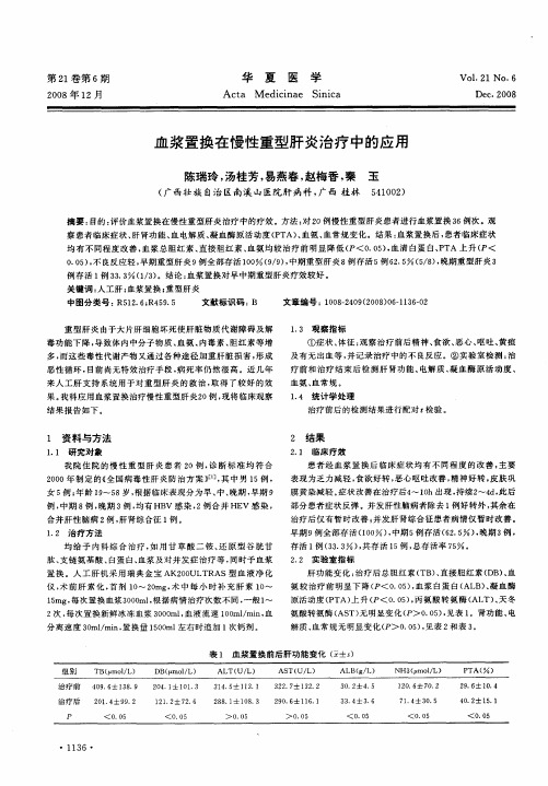 血浆置换在慢性重型肝炎治疗中的应用