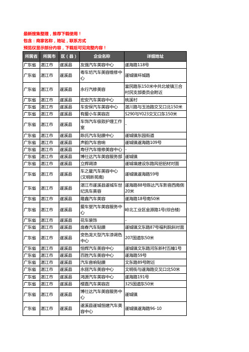 新版广东省湛江市遂溪县汽车装饰企业公司商家户名录单联系方式地址大全39家