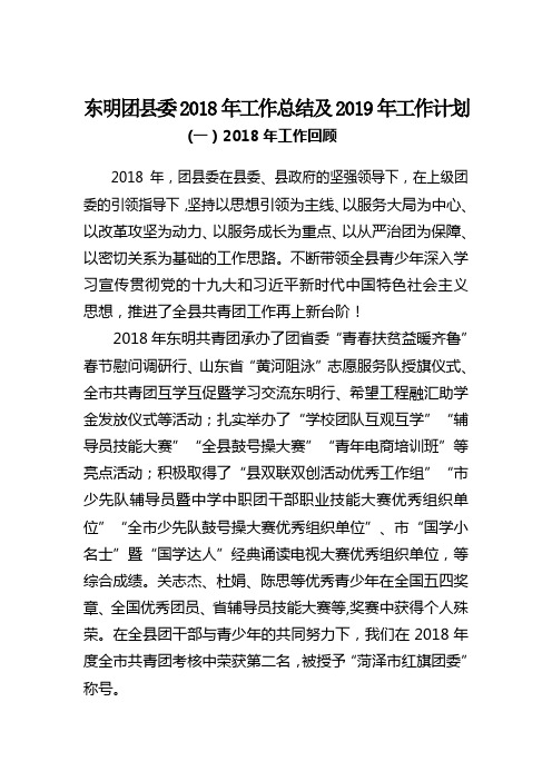 东明团县委2018年工作总结(五四表彰回顾2018年工作)