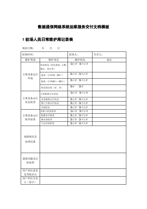 数据通信网络系统运维服务交付文档模板