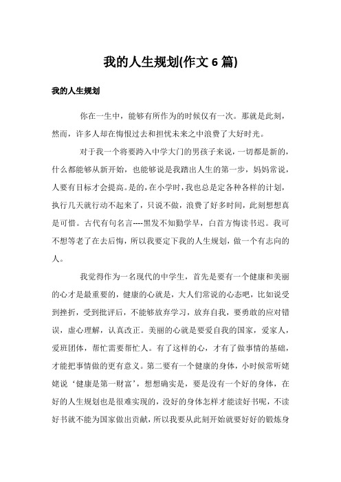 我的人生规划(作文6篇)