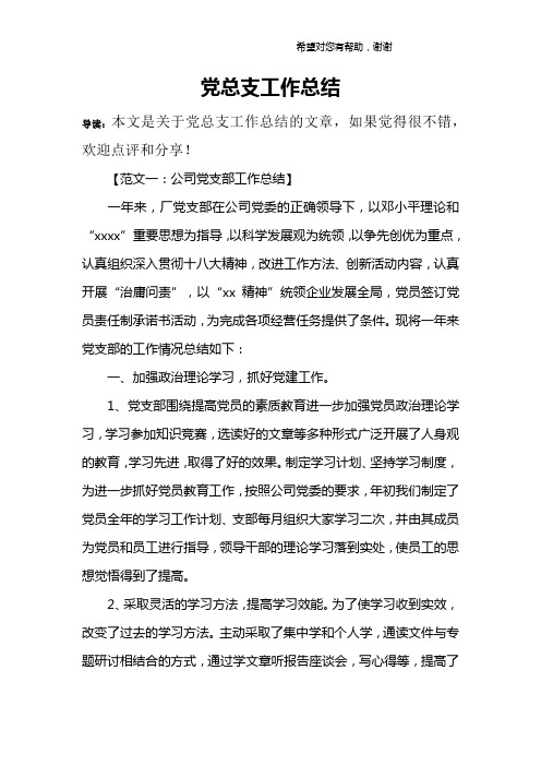 党总支工作总结_1