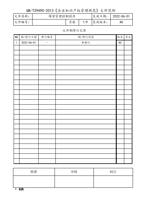 知识产权保密管理控制程序