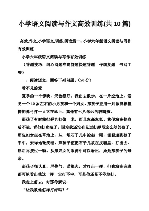 小学语文阅读与作文高效训练（共10篇）