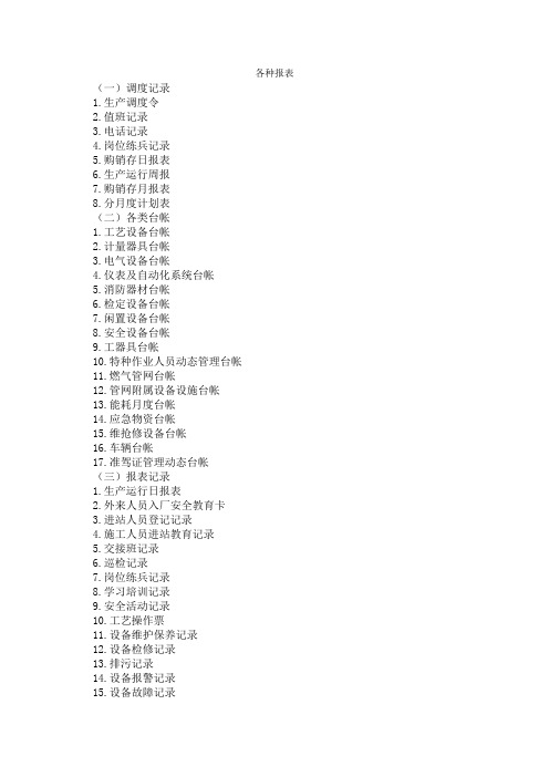 各种报表