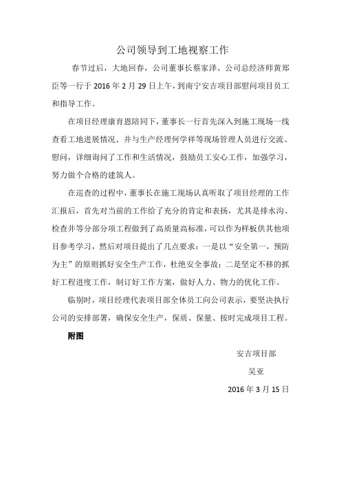 公司领导到工地视察工作